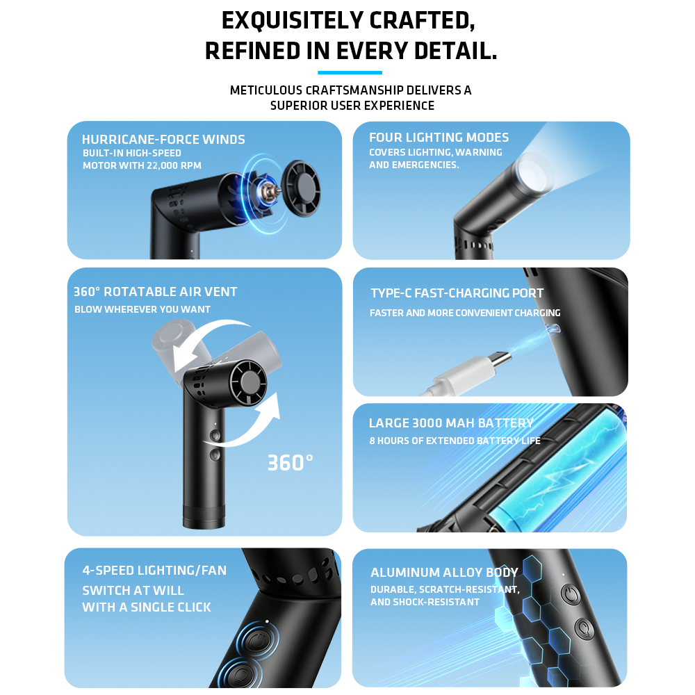 EHL Mini Light Fan | Pocket Fan with Built-In LED Light