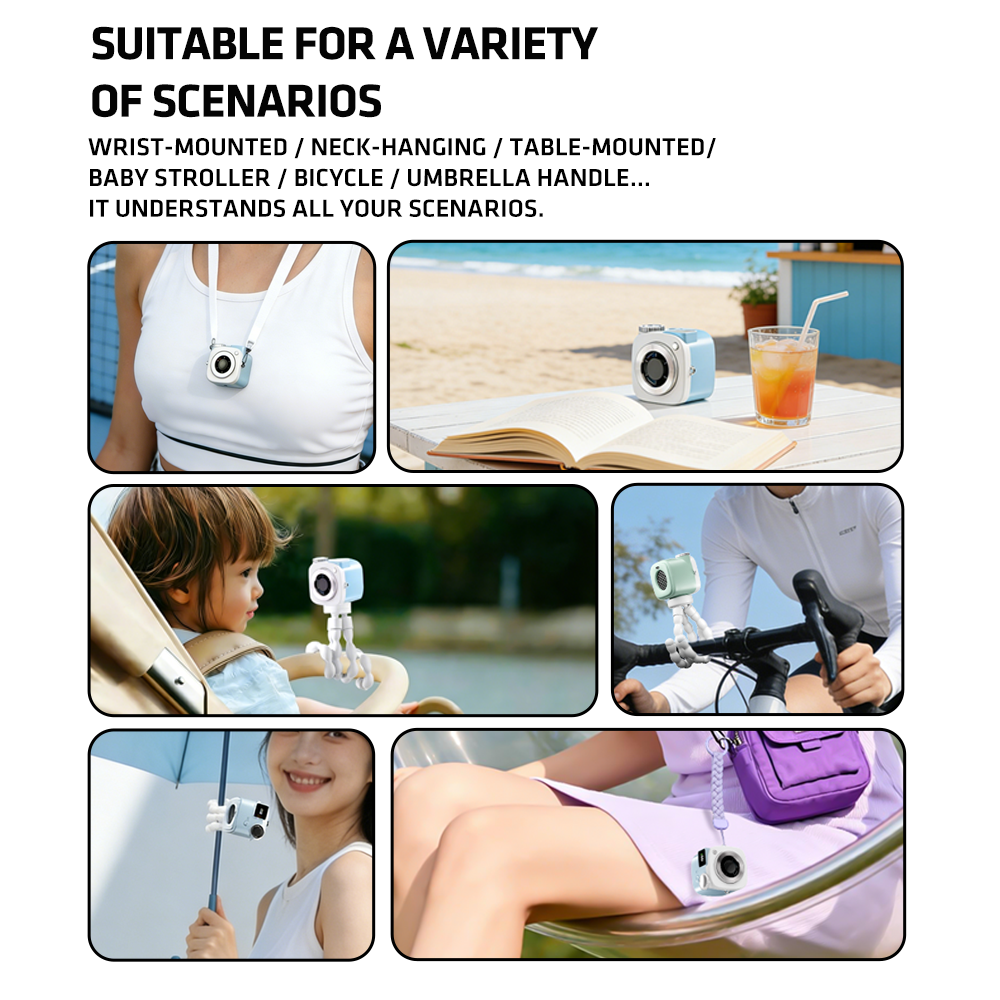 EHL Mini Camera Fan with Flexible Octopus Tripod, Portable Personal Cooling Fan with Digital Display, 199-Speed Adjustable Wind, Compact Desk Fan for Travel, Office & Outdoor